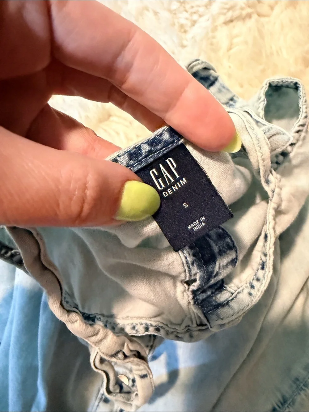 GAP Light Blue Denim Tiered Button-Front Dress